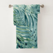 Blaugrüne Palmwedel Badhandtuch Set (Insitu)