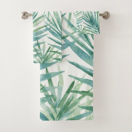 Blaugrüne Palmwedel Badhandtuch Set (Insitu)