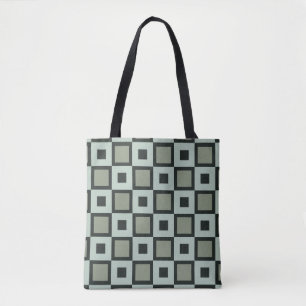 Blaugrüne quadratische Muster-Taschen-Tasche Tasche