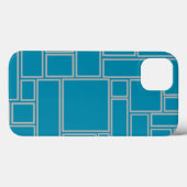 Blaugrüne Rechtecke Case-Mate iPhone Hülle (Rückseite (Horizontal))