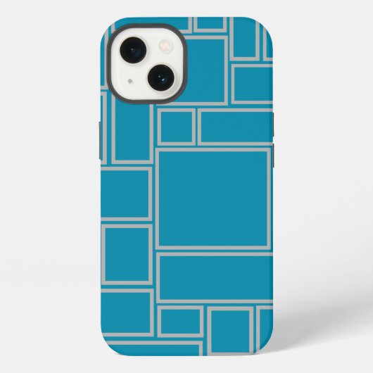 Blaugrüne Rechtecke iPhone Hülle (Rückseite)