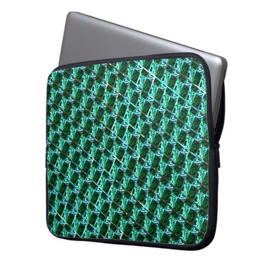 Blaugrüne Rechtecke oder Ziegel? Laptopschutzhülle (Vorderseite Links)