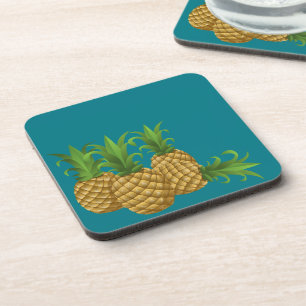 Blaugrüne Retro-Ananas im Vintage-Stil Getränkeuntersetzer