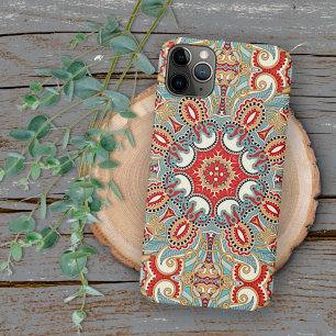 Blaugrüne rote Leuchtorange Blumenmosaikmuster Case-Mate iPhone Hülle