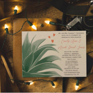 Blaugrüne rustikale Hinterhof-Sukkulenten-Hochzeit Einladung