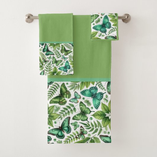 Blaugrüne Schmetterlinge Badhandtuch Set (Insitu)