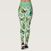 Blaugrüne Schmetterlinge Leggings (Rückseite)