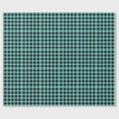 Blaugrüne schwarze Buffalo-Karo Gingham-Holzfäller Geschenkpapier (Flach)