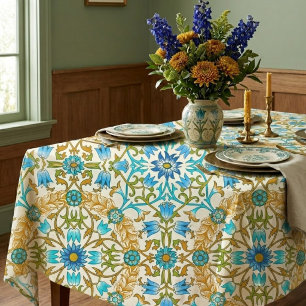 Blaugrüne & Senfgelbe William Morris Rebe Arts  Tischdecke