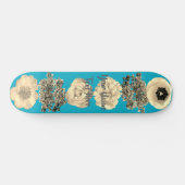 Blaugrüne Sepia-Blumen-Skateboard Skateboard (Horizontal)