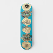 Blaugrüne Sepia-Blumen-Skateboard Skateboard (Vorderseite)