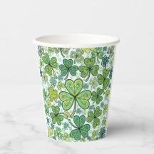 Blaugrüne Shamrock-Kleeblatt-Papierbecher
