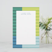 Blaugrüne Streifen lustige farbige Rahmen personal Briefpapier (Stehend Vorderseite)