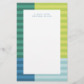 Blaugrüne Streifen lustige farbige Rahmen personal Briefpapier (Vorderseite)