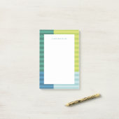 Blaugrüne Streifen lustige farbige Rahmen personal Post-it Klebezettel (Auf Schreibtisch)