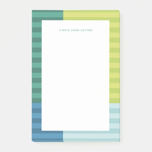 Blaugrüne Streifen lustige farbige Rahmen personal Post-it Klebezettel (Vorderseite)