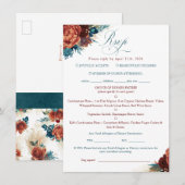 Blaugrüne Terrakotta-Blumen-Boho-Hochzeits-RSVP-Ka (Vorne/Hinten)