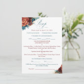 Blaugrüne Terrakotta-Blumen-Boho-Hochzeits-RSVP-Ka (Stehend Vorderseite)