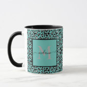 Blaugrüne Tiermuster-personalisierte Tasse (Links)