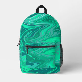 Blaugrüne/Türkisfarbene Wirbelkunst Bedruckter Rucksack