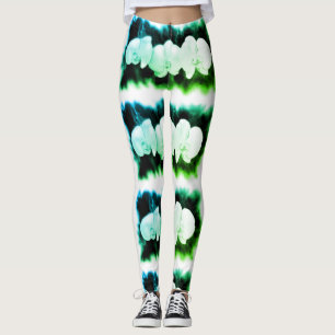 Blaugrüne und Blaue Orchideen Leggings