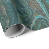 Blaugrüne und braune Marmortextur Geschenkpapier (Rolleneckpunkt)
