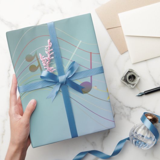 Blaugrüne und lila Gradienten Noten Geschenkpapier (Schenken)