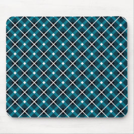 Blaugrüne und marineblaue geometrische Gitterstruk Mousepad