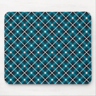 Blaugrüne und marineblaue geometrische Gitterstruk Mousepad