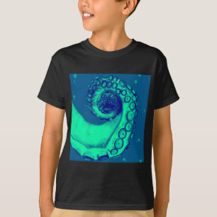 Blaugrüne und marineblaue nautische Oktopus Tentak T-Shirt