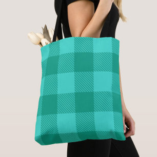 Blaugrüne und Türkis Gingham Karo Design  Tasche