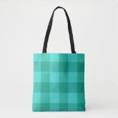 Blaugrüne und Türkis Gingham Karo Design Tasche (Vorderseite)