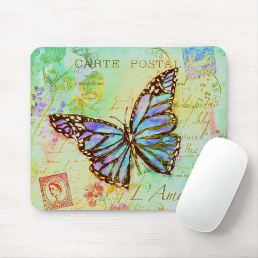 Blaugrüne und violette Schmetterlinge Mousepad (Mit Mouse)