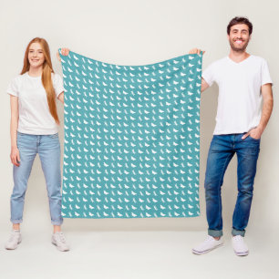 Blaugrüne und weiße Schmetterlings- und Libellenmu Fleecedecke