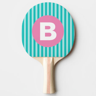 Blaugrüne Vertikalgestreifte Rosa Kreis-Monogramm Tischtennis Schläger