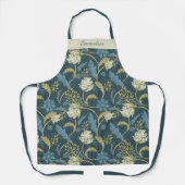 Blaugrüne vintage Blumenpersonalisation Schürze (Vorderseite)
