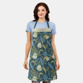 Blaugrüne vintage Blumenpersonalisation Schürze (Getragen)