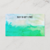 Blaugrüne Wasserfarbe Abstrakt 10 Treuekarte (Rückseite)