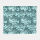 Blaugrüne Wasserfarbe Tropisches Blatt Fleecedecke (Vorderseite (Horizontal))