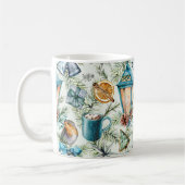 Blaugrüne Wasserfarbe Weihnachtselemente Muster Kaffeetasse (Links)