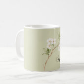 Blaugrüne Weiße Blumen Personalisiert Kaffeetasse (Vorderseite Links)
