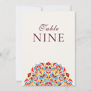 Blaugrüne Whimsical Blumen Hochzeit Tischnummer