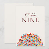 Blaugrüne Whimsical Blumen Hochzeit Tischnummer (Vorne/Hinten)
