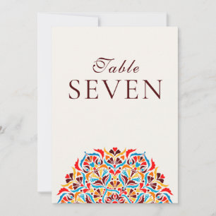 Blaugrüne Whimsical Blumen Hochzeitstisch Nummer Einladung