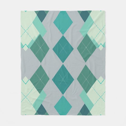 Blaugrüner Argyle-Diamant-Muster Fleecedecke (Vorderseite)