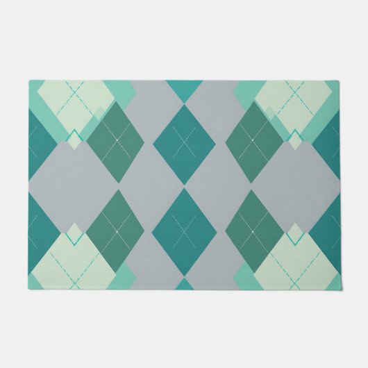 Blaugrüner Argyle-Diamant-Muster Fußmatte (Vorderseite)
