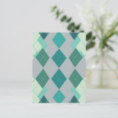 Blaugrüner Argyle-Diamant-Muster Postkarte (Stehend Vorderseite)