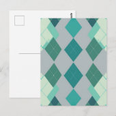 Blaugrüner Argyle-Diamant-Muster Postkarte (Vorne/Hinten)
