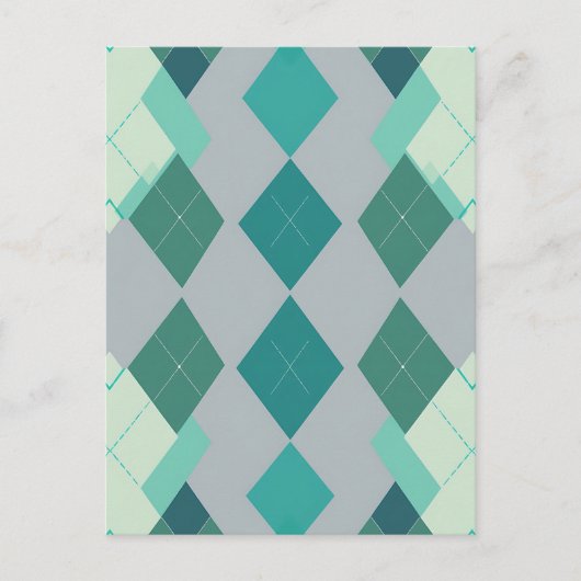 Blaugrüner Argyle-Diamant-Muster Postkarte (Vorderseite)