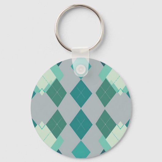 Blaugrüner Argyle-Diamant-Muster Schlüsselanhänger (Vorderseite)